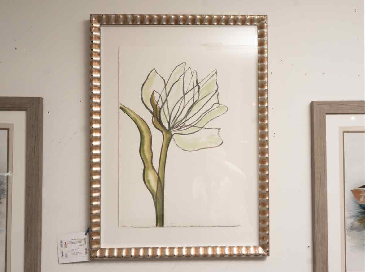 Floating Watercolor Of A Magnolia Blossom In Brushed Silver Frame