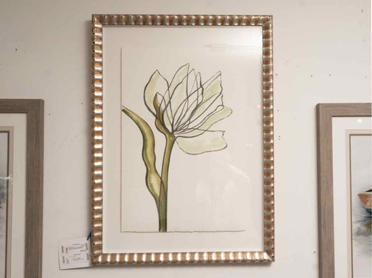 Floating Watercolor Of A Magnolia Blossom In Brushed Silver Frame