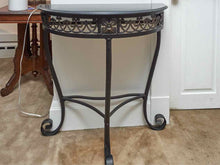 Scrolled Metal Demi-Lune with Faux Stone Top