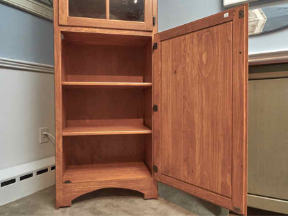 Golden Oak Display Cabinet with Pane Glass door & Wood Door