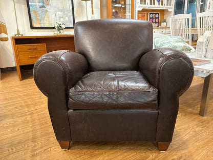 Pottery Barn 'Manhattan" Leather Arm Chair w/Ottoman