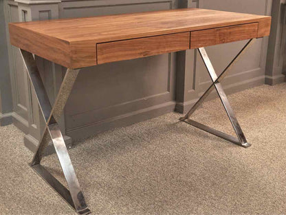 Contemporary Walnut Desk on Chrome Base