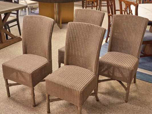 Set of 4 Janus et Cie Taupe Wicker Chairs