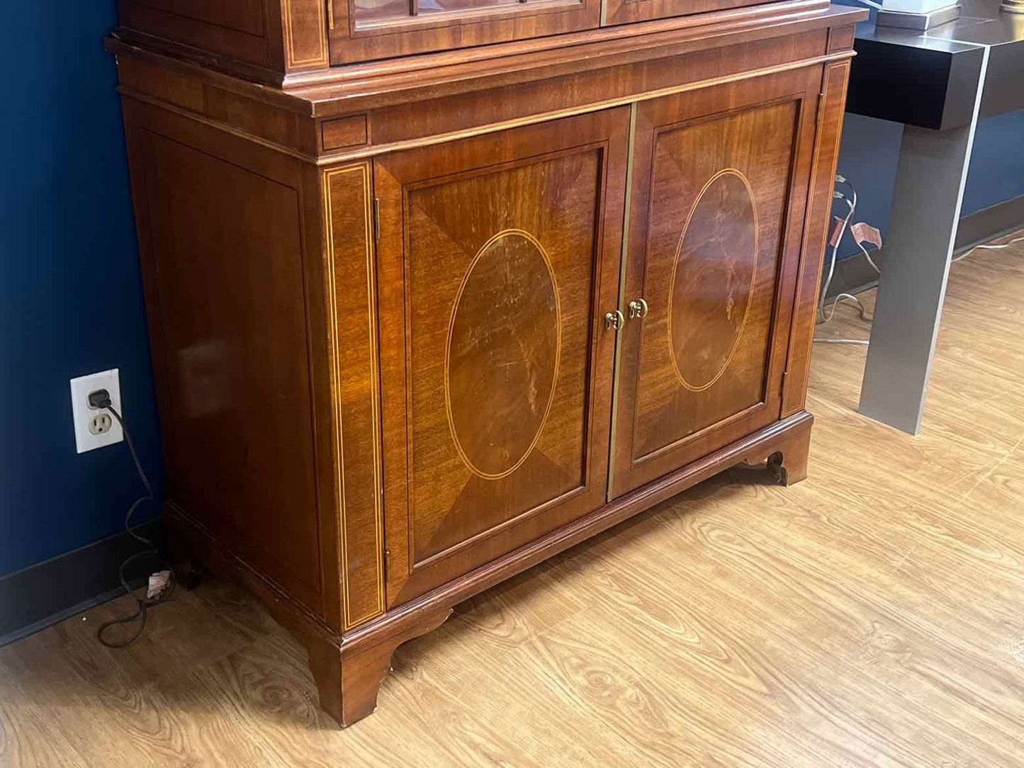 Inlaid Mahogany Arched Display Cabinet