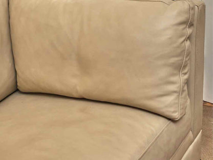 Century Furniture Taupe Leather 3 Cushion  Sofa With Nailhead Trim