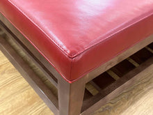 Arhaus Crimson Leather Ottoman
