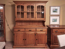 Bent Bros Colonial Oak  Hutch with 3 Glass Pane Doors & Dental Molding