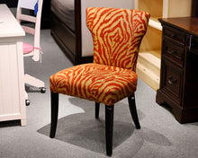 Side Chair in a Tan and Orange Zebra Fabric