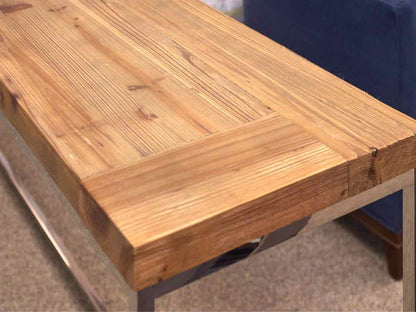 Reclaimed Wood Console with Chrome Base