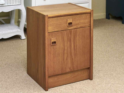 Mid Century Style 1 Drawer 1 Door Teak Nightstand