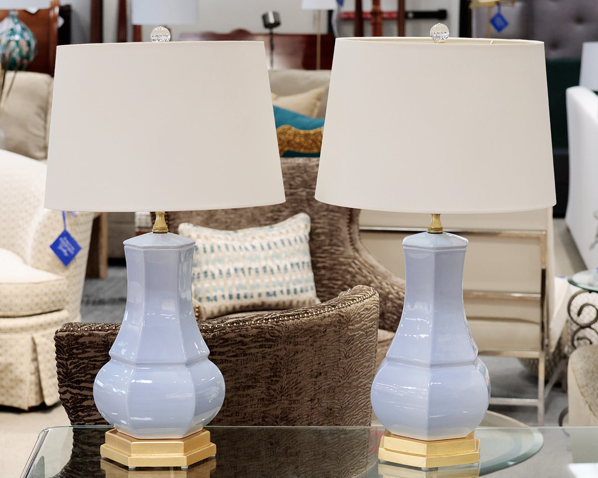 Pair of Light Blue Table Lamps