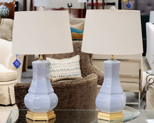 Pair of Light Blue Table Lamps