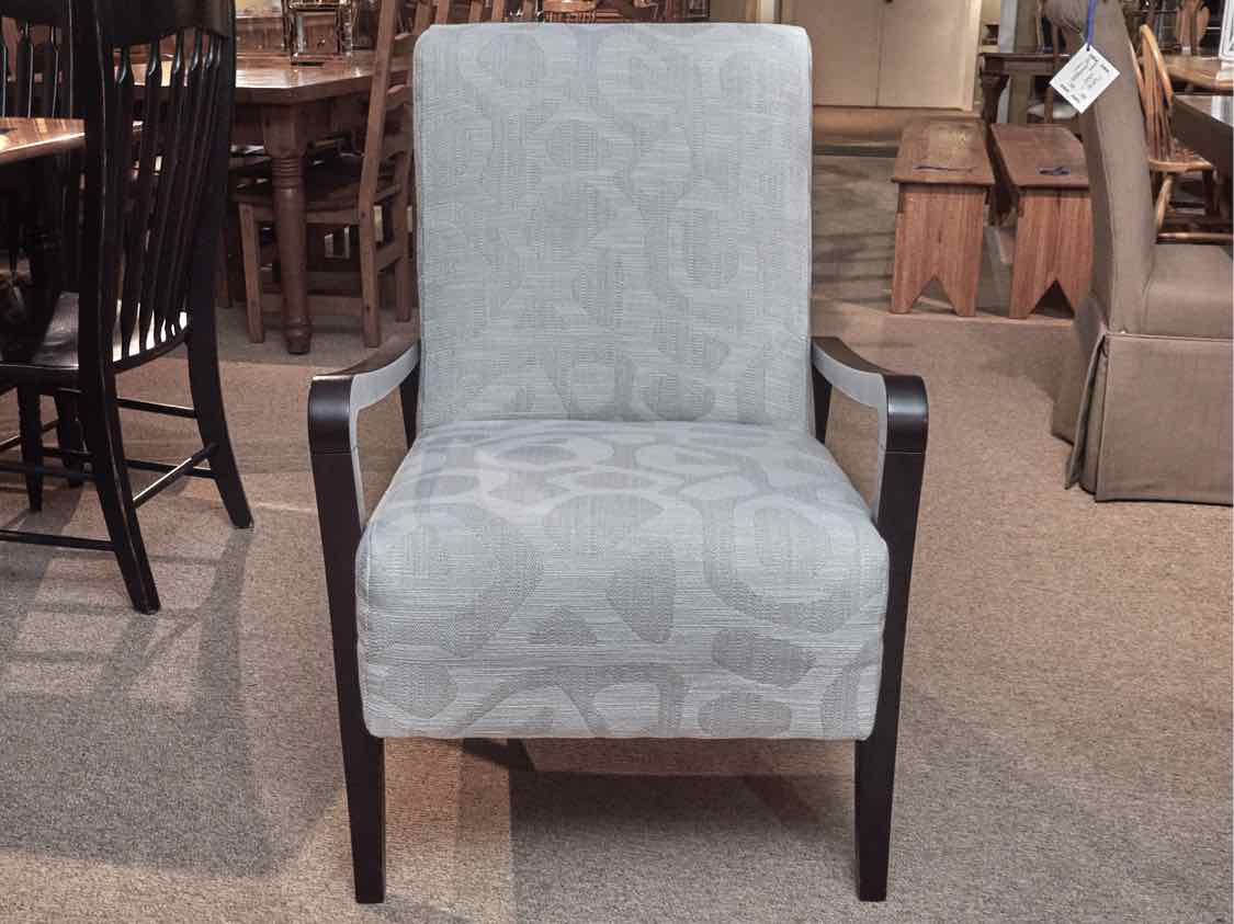Best Chair White Upholstered Arm  Chair with Ebony Finish Wood frame