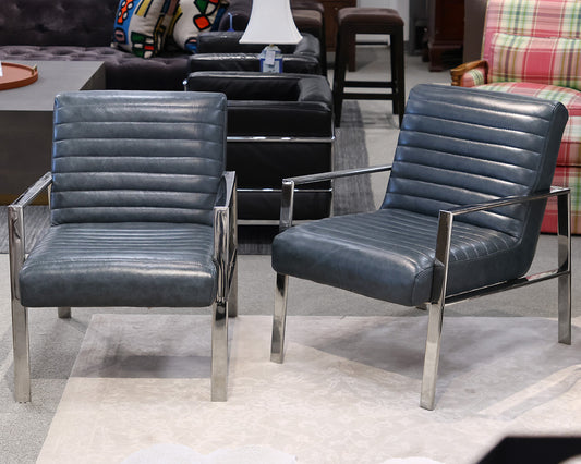 Pair of Leather and Chrome Chairs