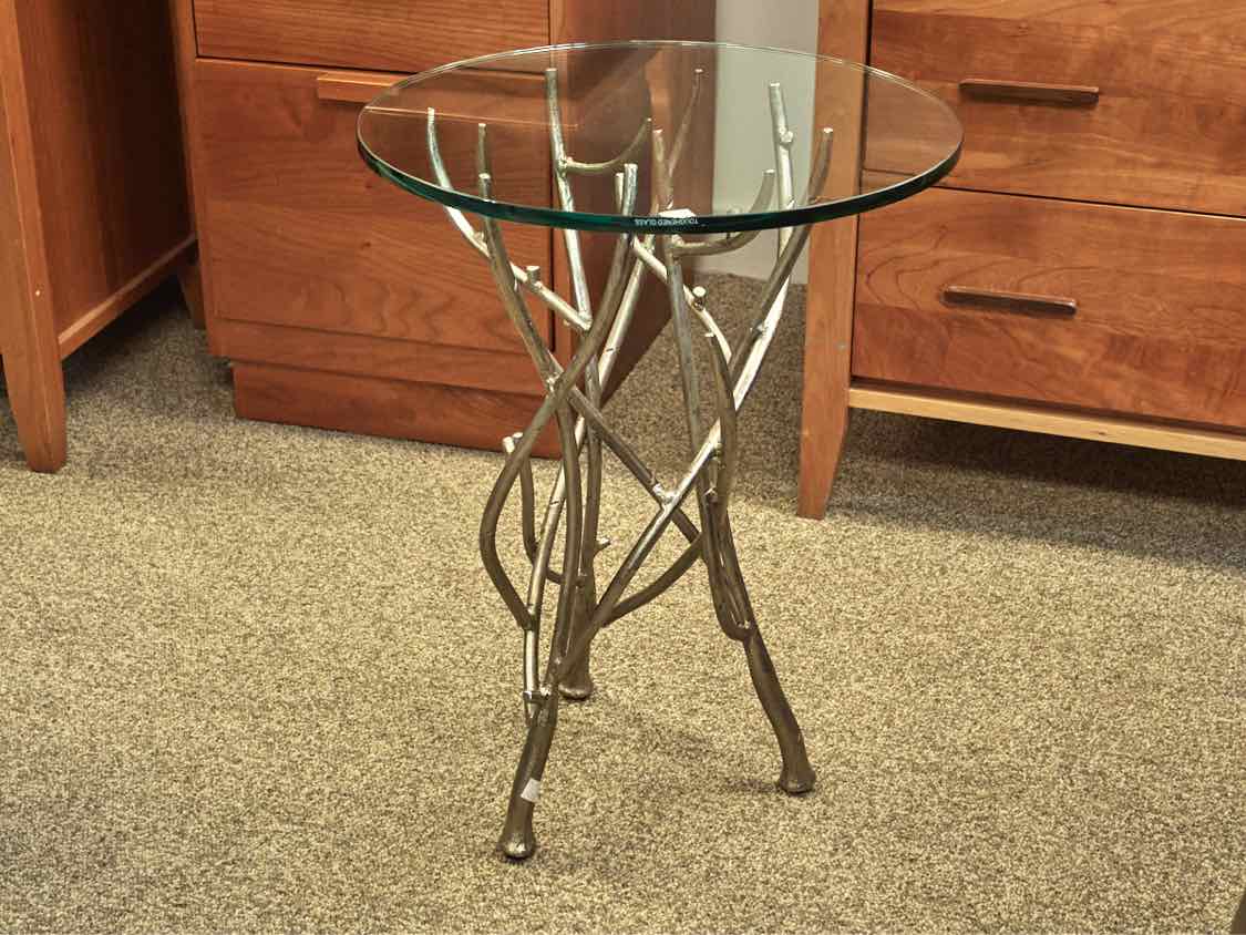 Global View Side Table in Silver Finish & Glass