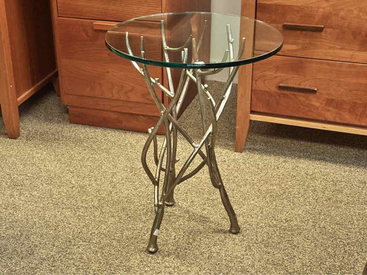 Global View Side Table in Silver Finish & Glass