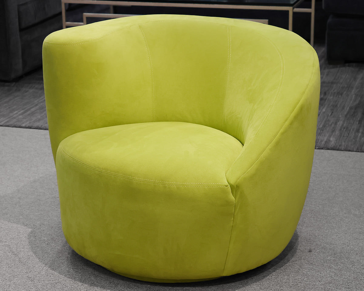 Contemporary Green Suede Swivel Chair