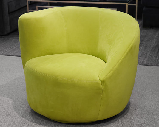 Contemporary Green Suede Swivel Chair