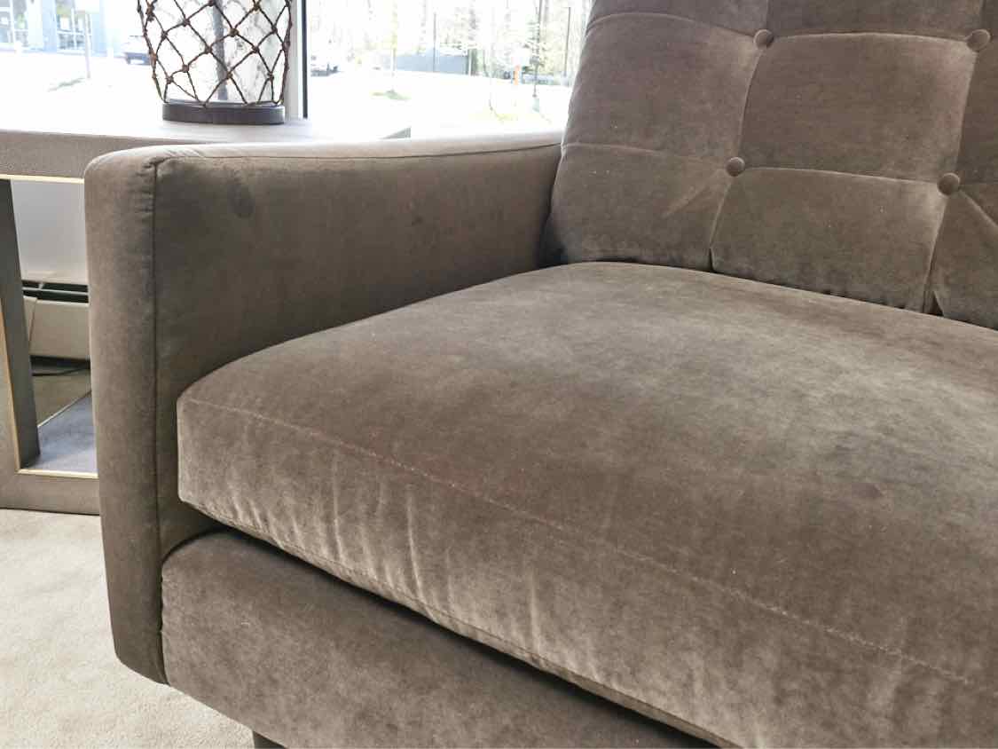 Charcoal Grey Micro Fiber Upholstered Chair with Tufted Back Pillow