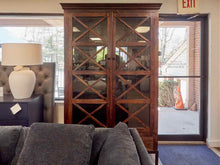 Rustic Wood Display Cabinet w/ Glass Doors