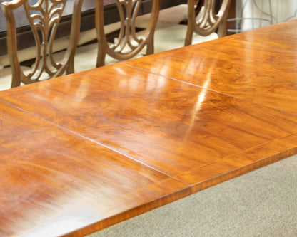 Stuart Swan Federal Style Double Pedestal Base Burl Wood Dining Table