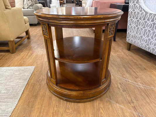 Ethan Allen Round Library Accent Table