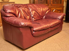Burgundy Wine Color Leather 2 Cushion Loveseat