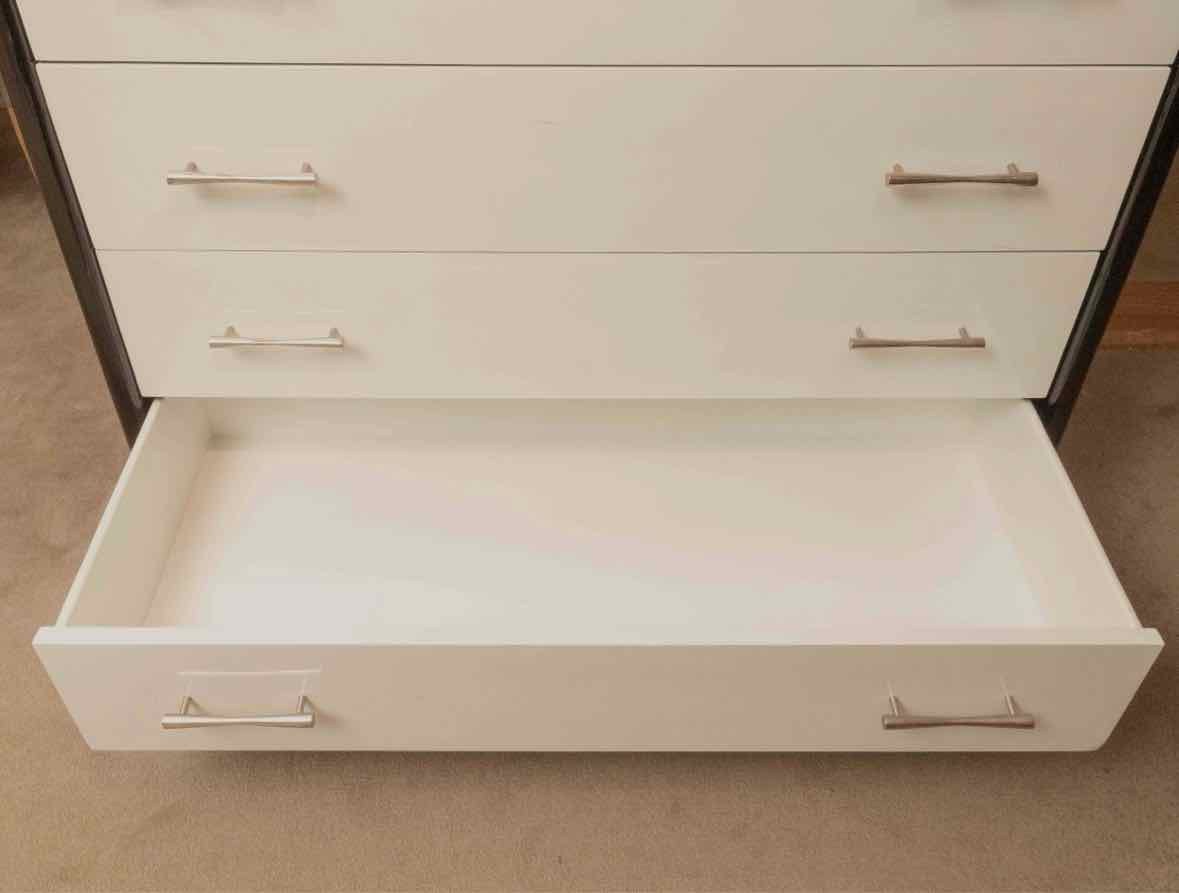 Simmons Furniture Norman Bel Geddes Black & White Lacquered Chrome Handes  Chest