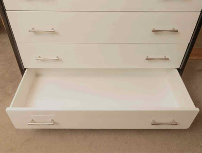 Simmons Furniture Norman Bel Geddes Black & White Lacquered Chrome Handes  Chest