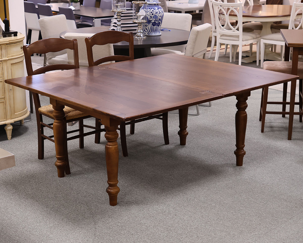 Farmhouse Extending Dining Table in Dark Oak with Set of 8 Ladder Back Chairs