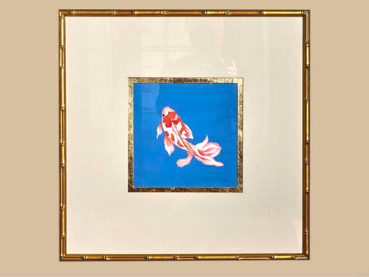 'Colorful Koi II' Art Print In Gold Bamboo Style Frame