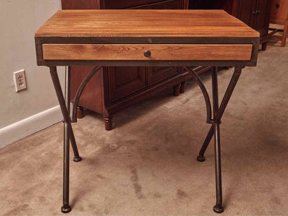 Ash Top 1 Drawer Iron Legs Writing  Desk
