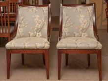 Pair of Transitional Slope Arm Cherry Blossom Motif Dining Chairs