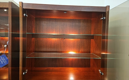 Redwood & Glass Cabinet with Desk