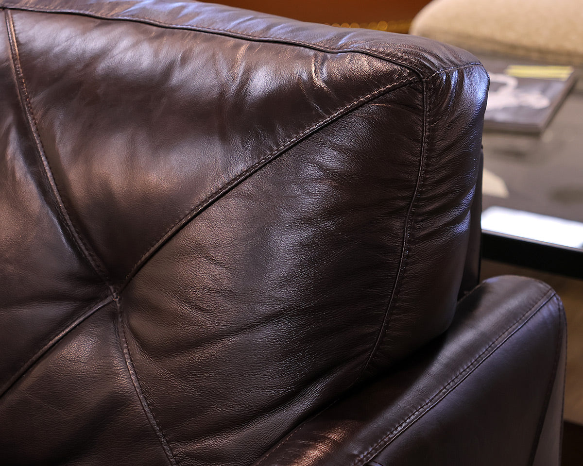 Dark Chocolate Leather 2 Cushion Sofa with Track Arms