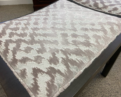 Lee Industries Bench with Blush & Ivory Flame Velvet in Dark Grey Frame