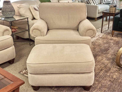 Huntington House Roll Arm Chair & Ottoman