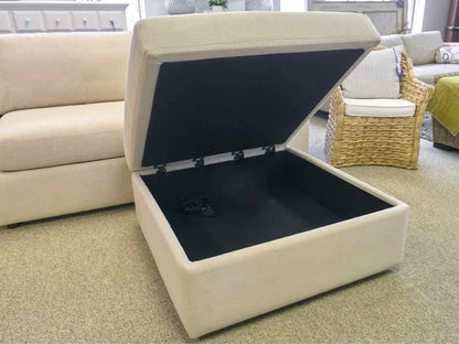 Bassett Three Piece 'Beckham Modular Sofa' in Beige with Storage Ottoman