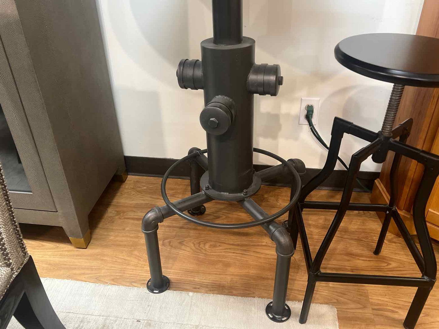 Industrial Wood Top Pub Table w/ Two Stools