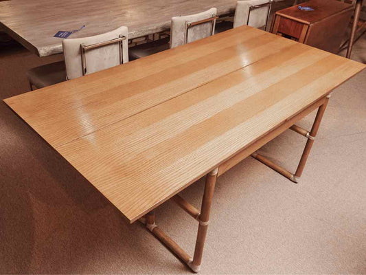 McGuire Oak  Flip Top Console With 1 Drawer & Bamboo Rattan  Legs