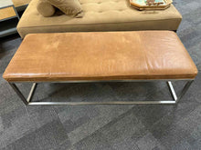 Distressed Hazlenut Leather Bench