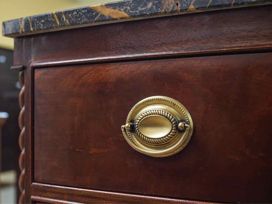 Henredon Mahogany  Bachelors Chest with 4 Drawers &  Black & Gold Marble Top