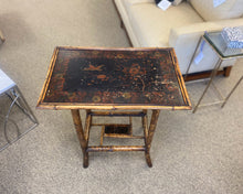 Tortoise Bamboo Side Table with Painted Top