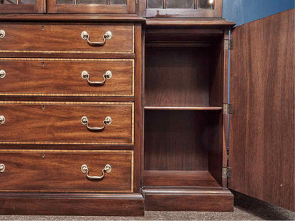 Henkel Harris Mahogany  Banded Inlay 4 Glass Door Breakfront Cabinet