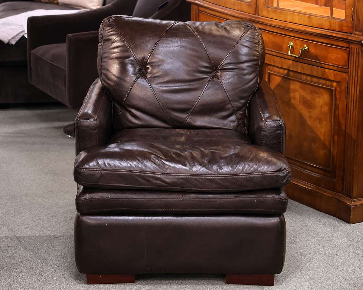 Dark Chocolate Leather Track Arm Chair