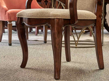 Dining Table in Inlaid Cherry Stain & Set of Eight Dining Chairs