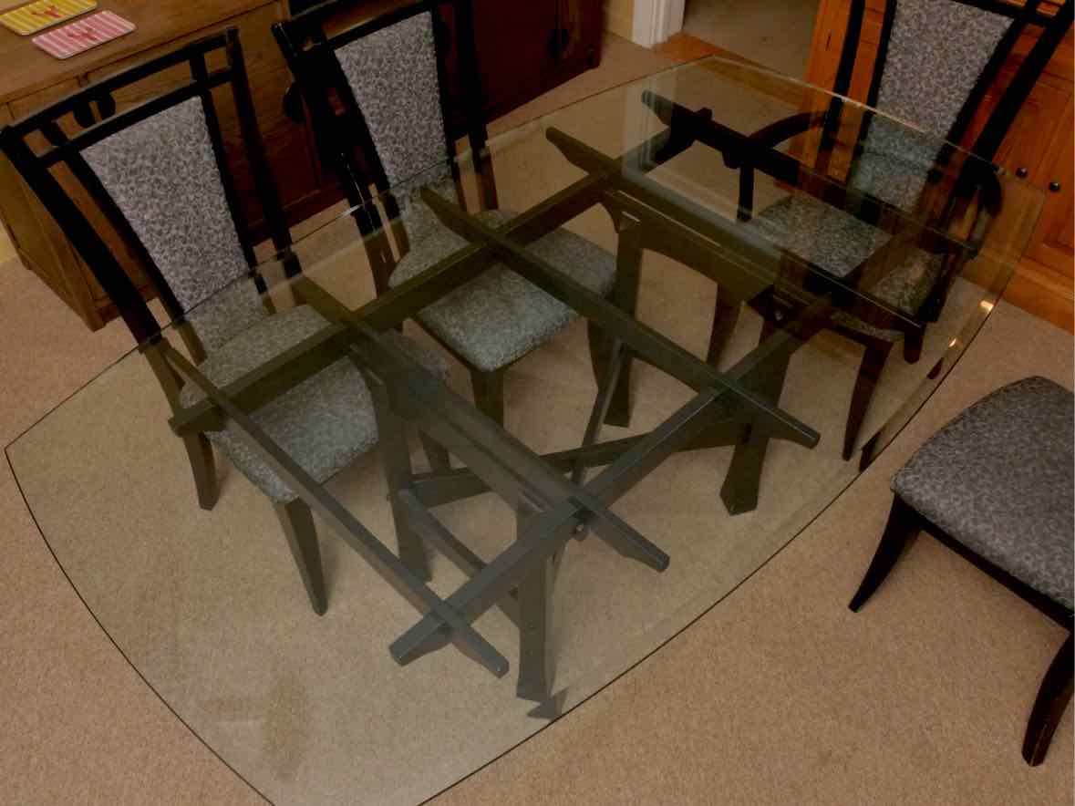 Saloom Glass Top Black Finish Base Table &  6 Chair Set