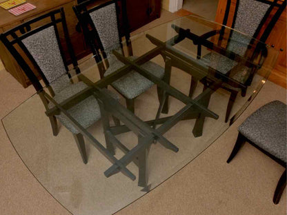 Saloom Glass Top Black Finish Base Table &  6 Chair Set
