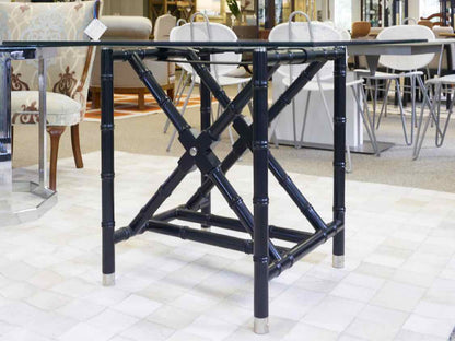 Black Bamboo Base With Glass Top Dining Table