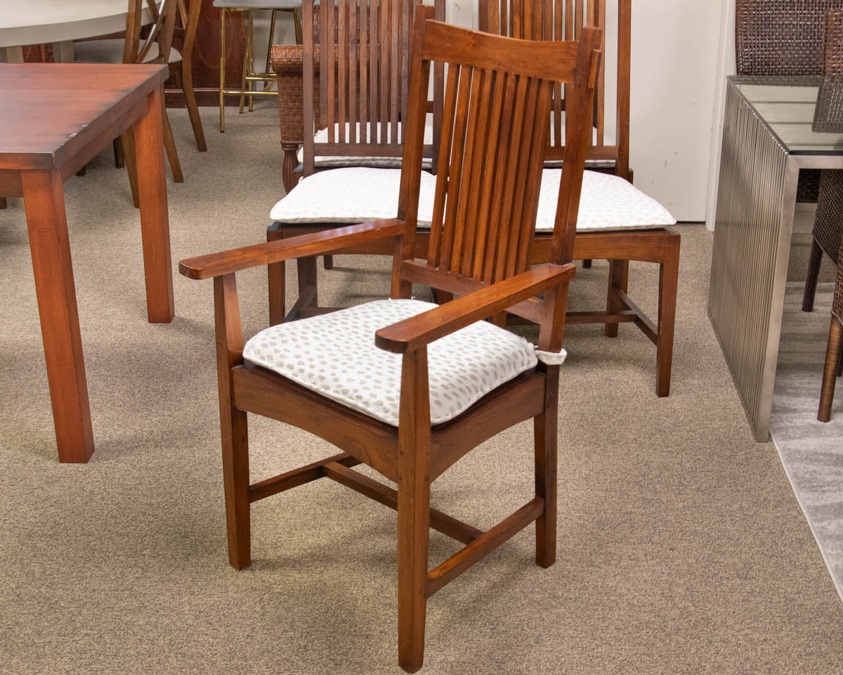 Circle Furniture Vertical Slat-Back Set of 8 Dining Chairs In Jacobean Finish